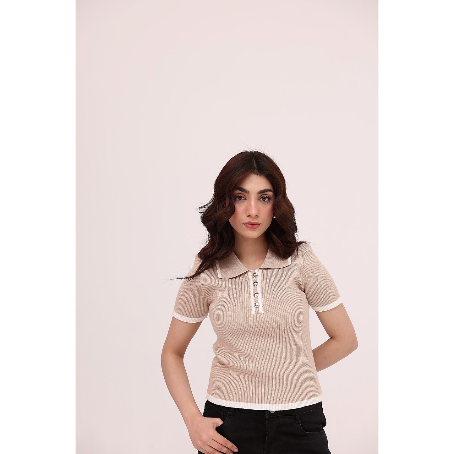Luna Ribbed Knit Polo