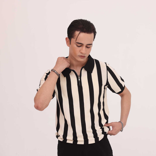 Monaco Stripe Zip Polo