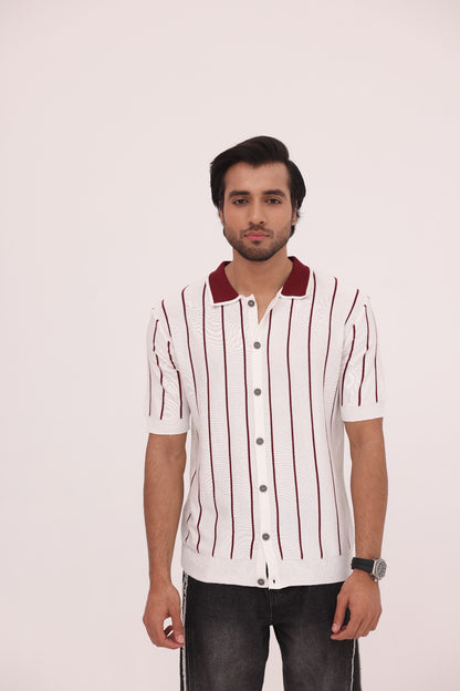 Crimson Line Button Knit Shirt