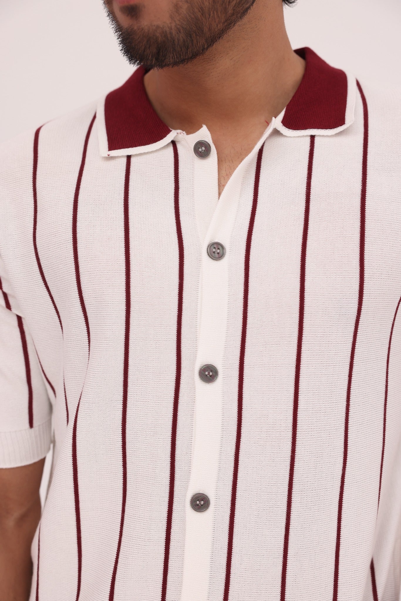 Crimson Line Button Knit Shirt