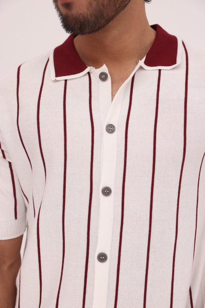 Crimson Line Button Knit Shirt