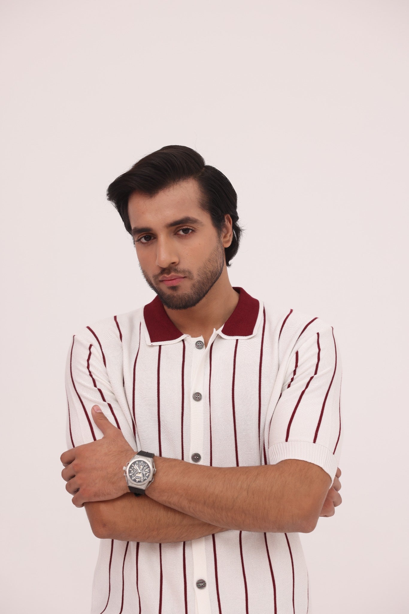 Crimson Line Button Knit Shirt