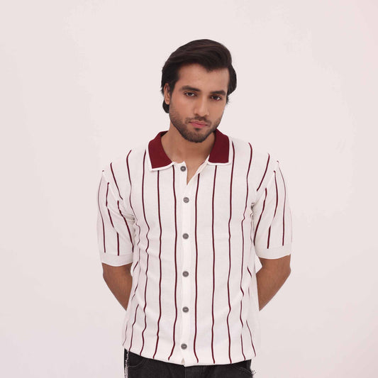Crimson Line Button Knit Shirt