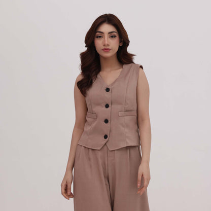 Taupe Tailored Vest Co-Ord Set