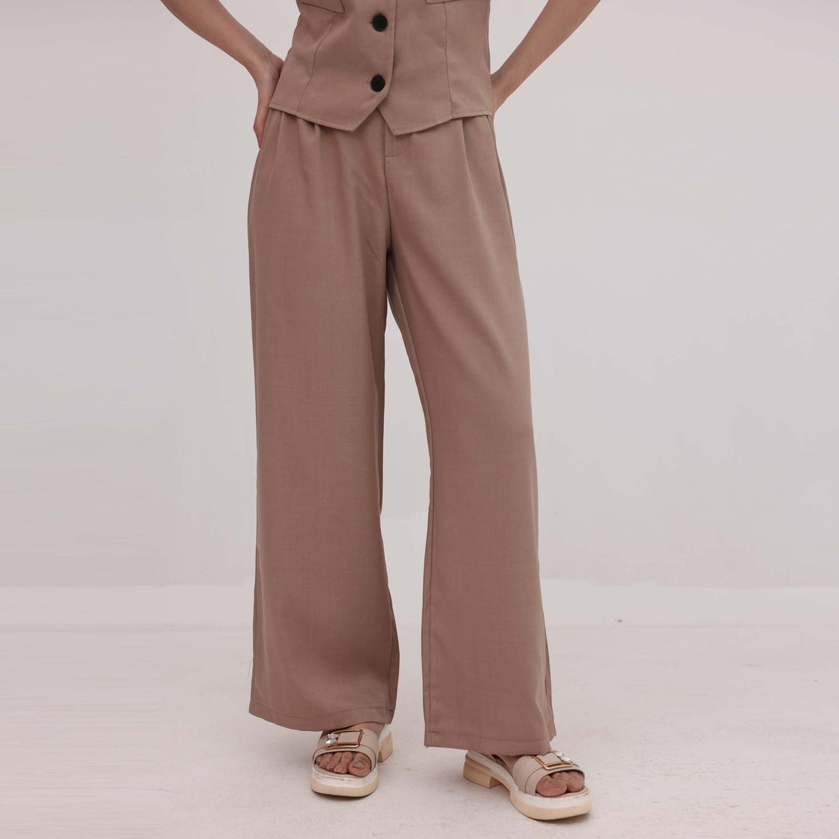 Taupe Tailored Vest Co-Ord Set