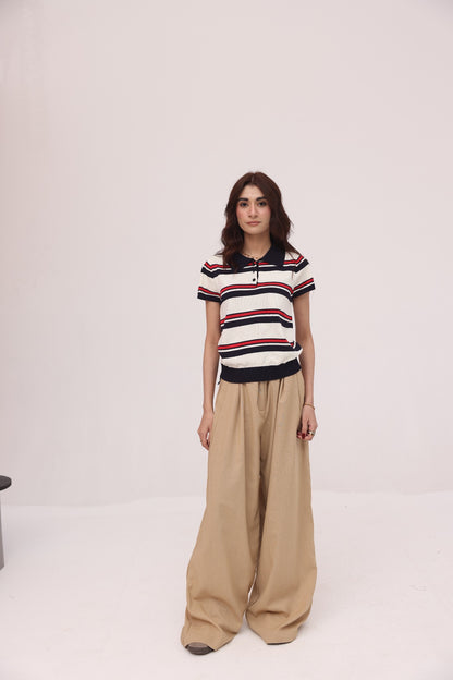 Camel Tailored Wide-Leg Pants