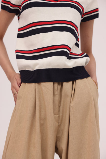 Camel Tailored Wide-Leg Pants