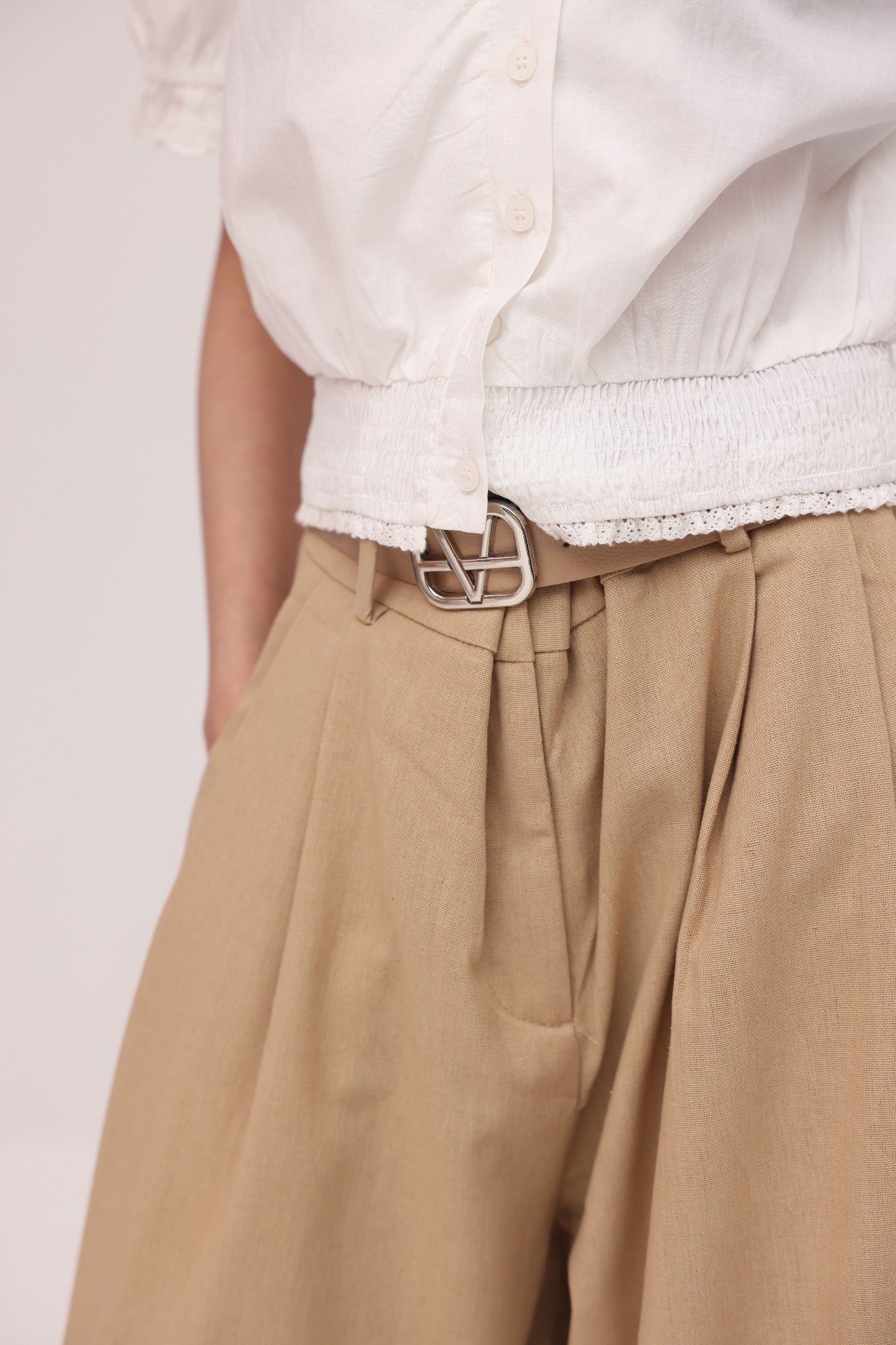 Camel Tailored Wide-Leg Pants