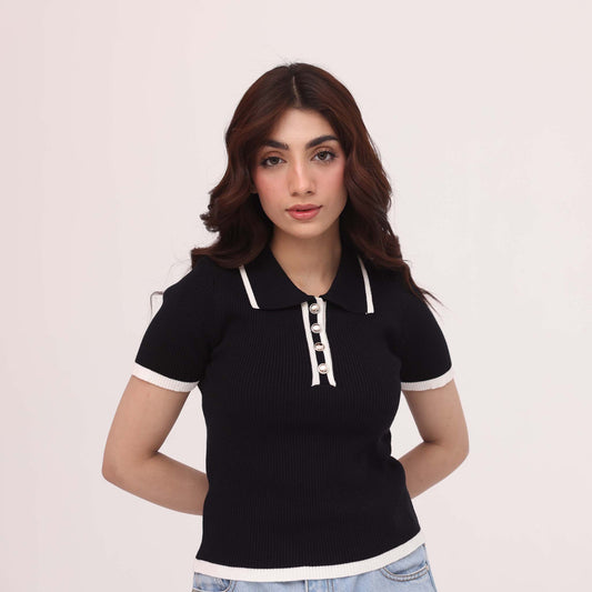Luna Ribbed Knit Polo