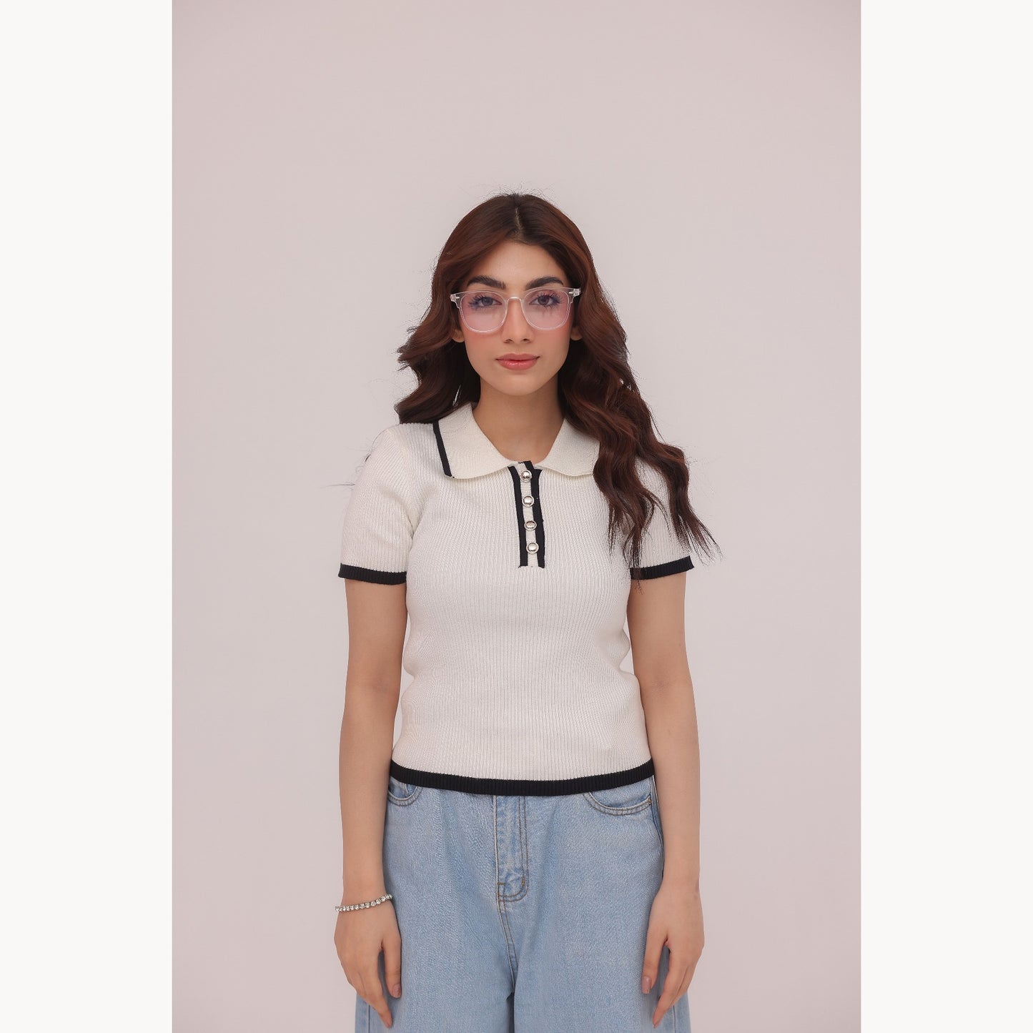 Luna Ribbed Knit Polo
