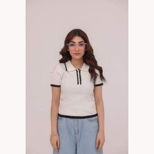 Luna Ribbed Knit Polo