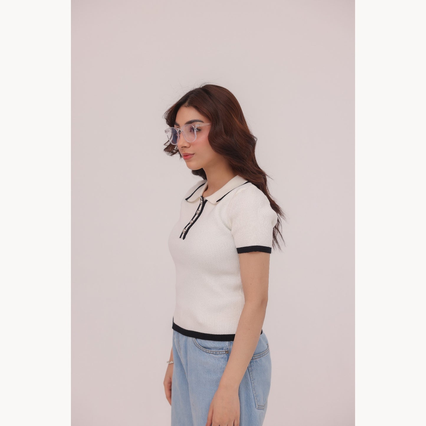 Luna Ribbed Knit Polo