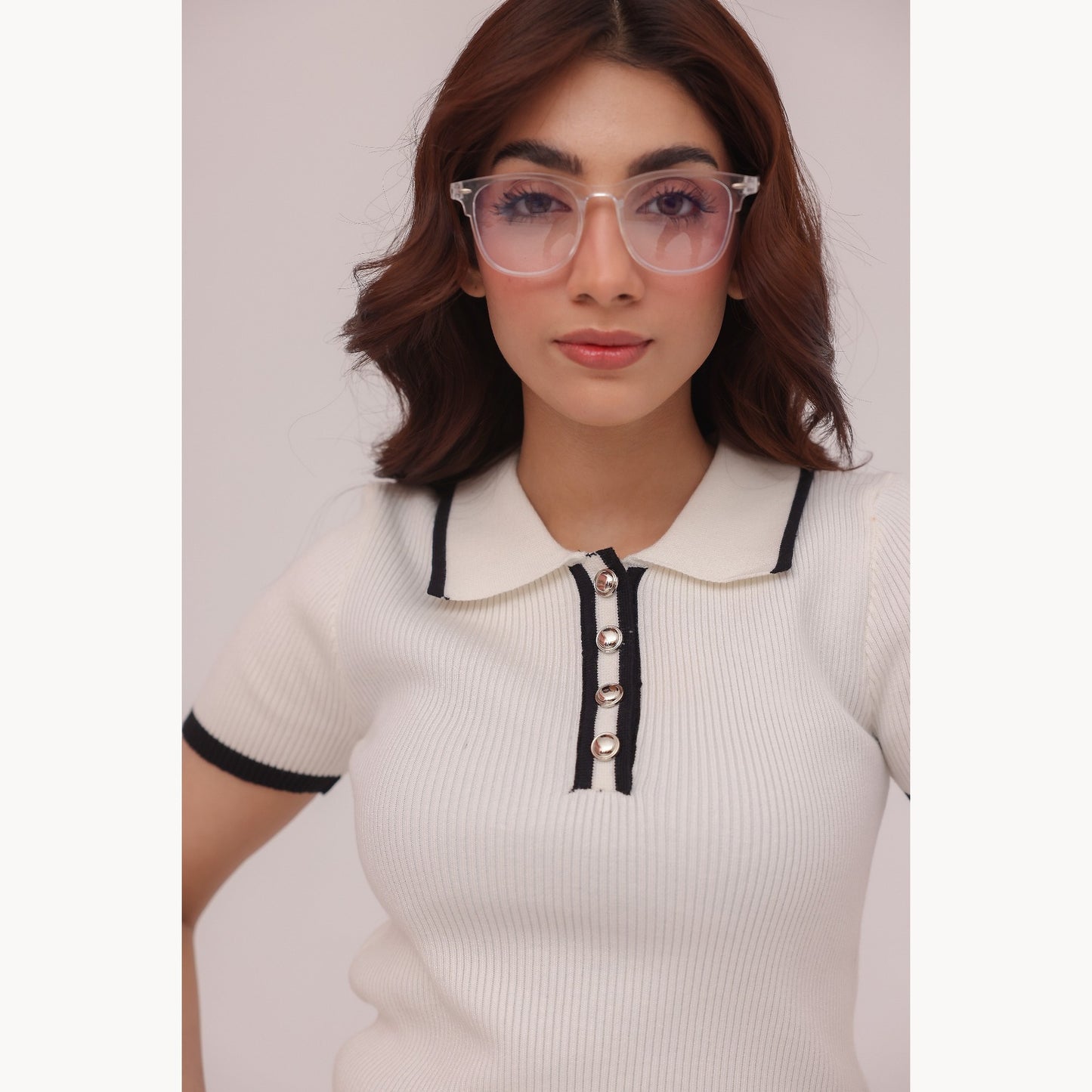 Luna Ribbed Knit Polo