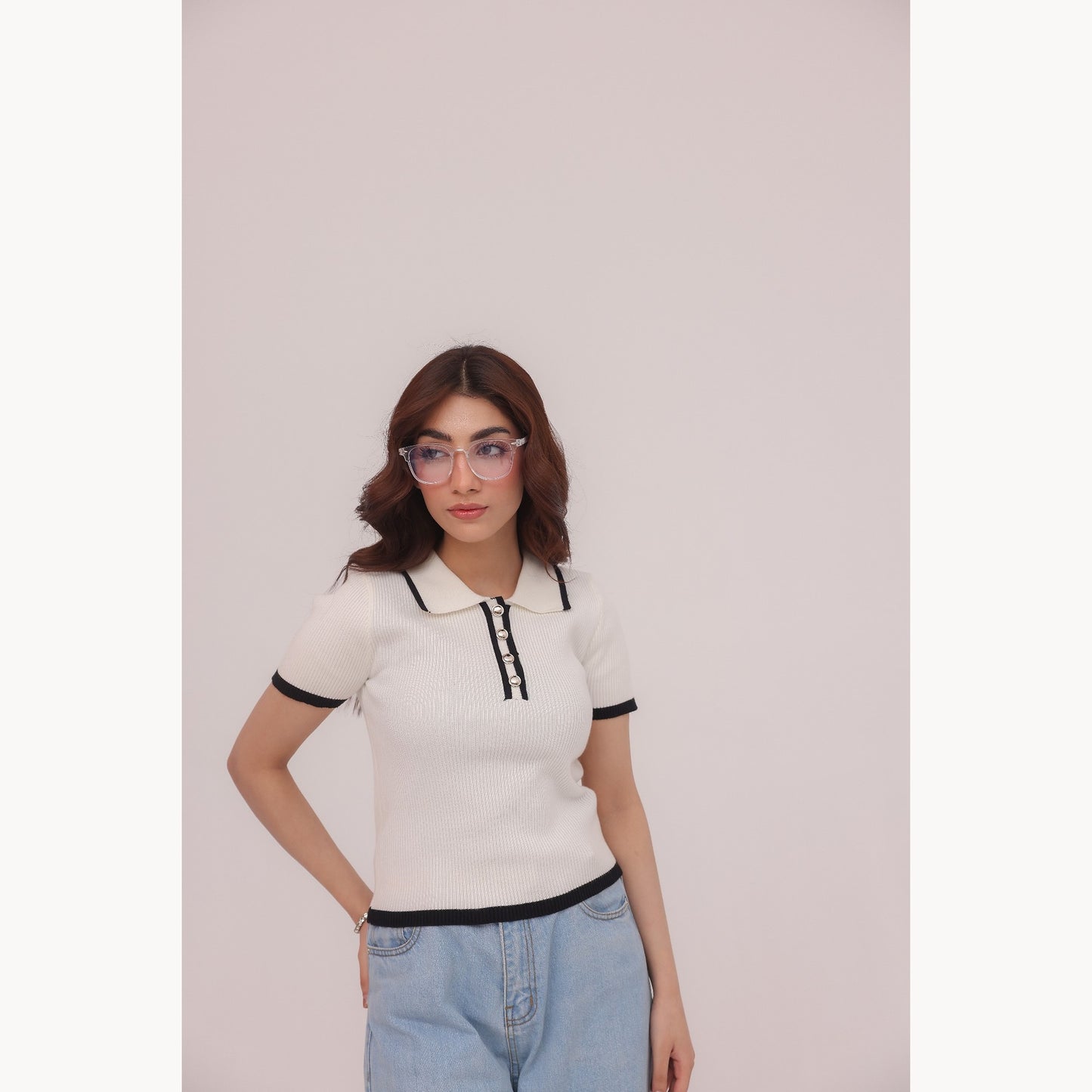 Luna Ribbed Knit Polo