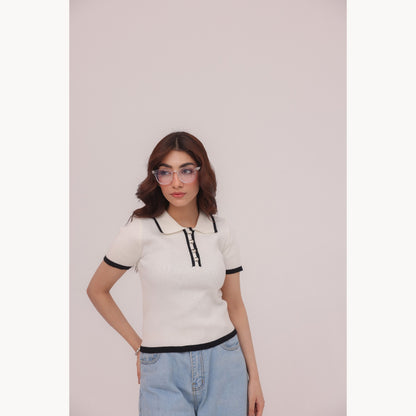 Luna Ribbed Knit Polo