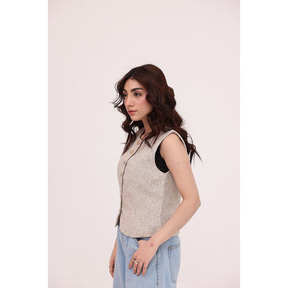 Sandstone Structured Button Vest