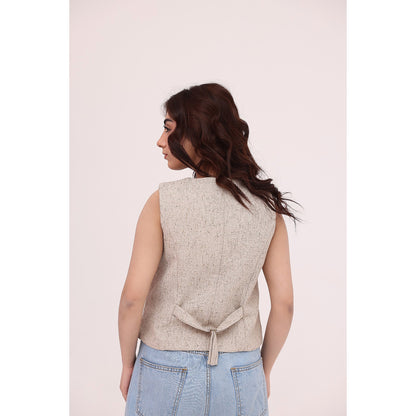Sandstone Structured Button Vest