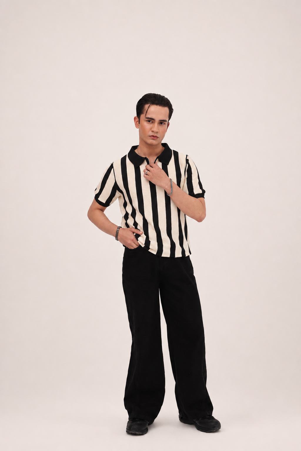 Monaco Stripe Zip Polo