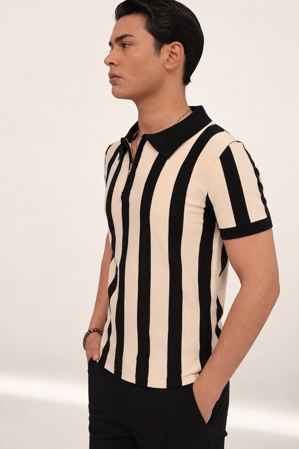 Monaco Stripe Zip Polo