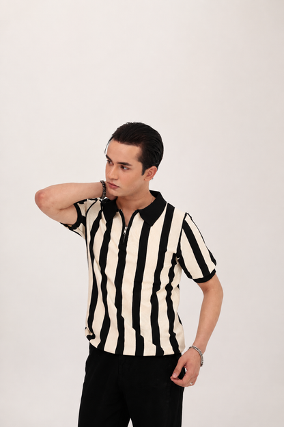 Monaco Stripe Zip Polo