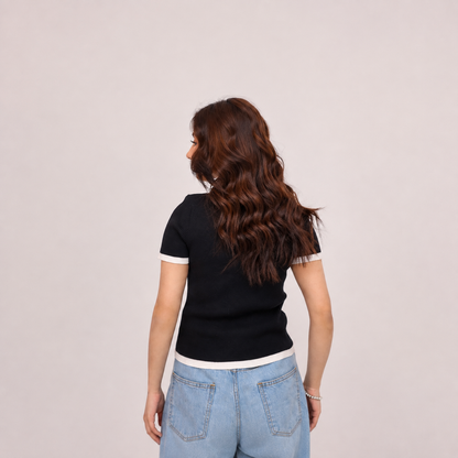 Luna Ribbed Knit Polo