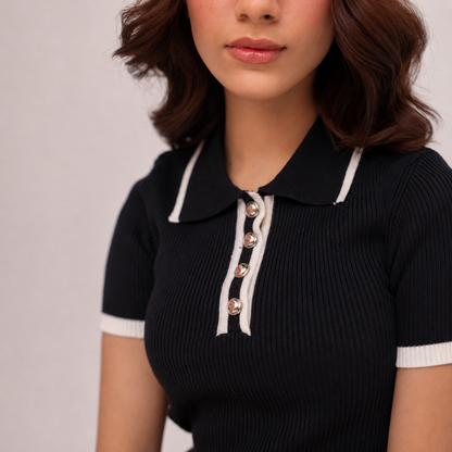 Luna Ribbed Knit Polo