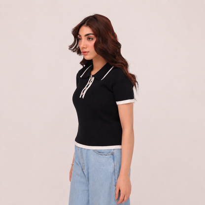 Luna Ribbed Knit Polo