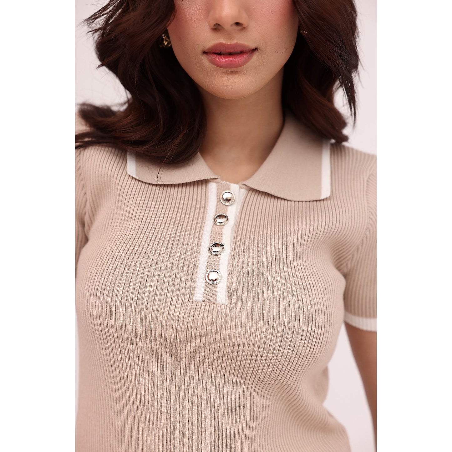 Luna Ribbed Knit Polo