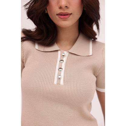 Luna Ribbed Knit Polo