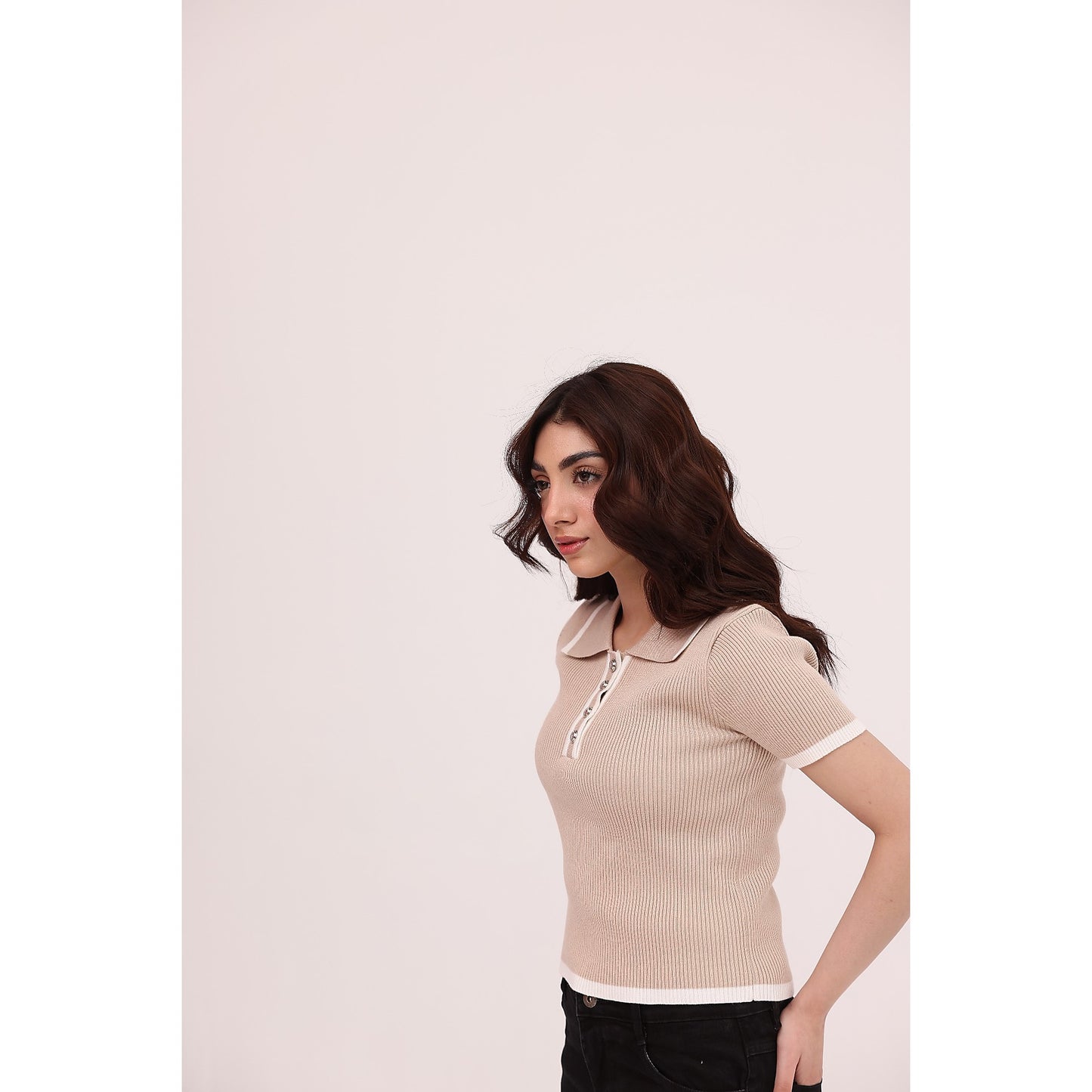 Luna Ribbed Knit Polo