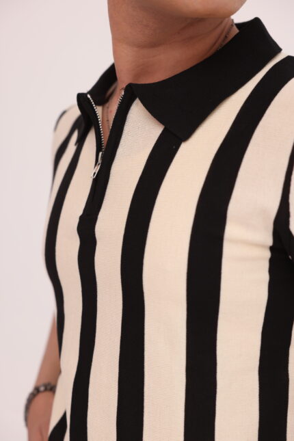 Monaco Stripe Zip Polo