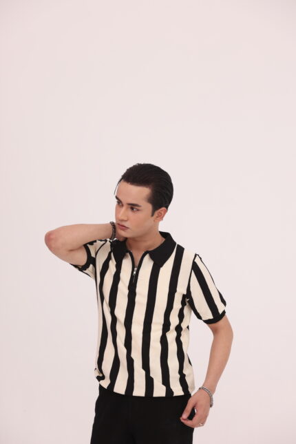Monaco Stripe Zip Polo