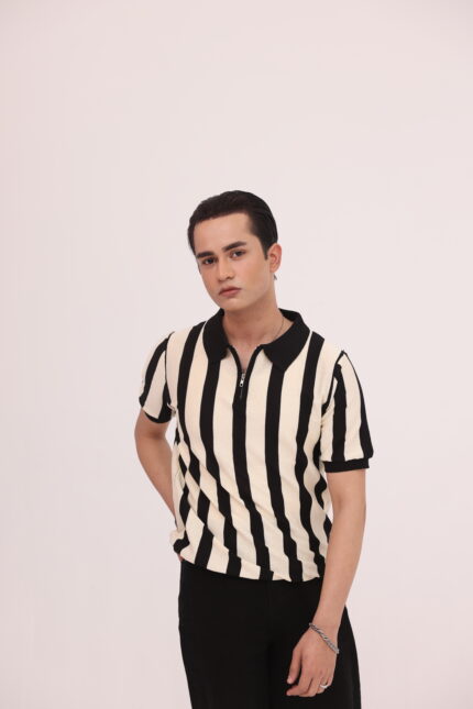 Monaco Stripe Zip Polo