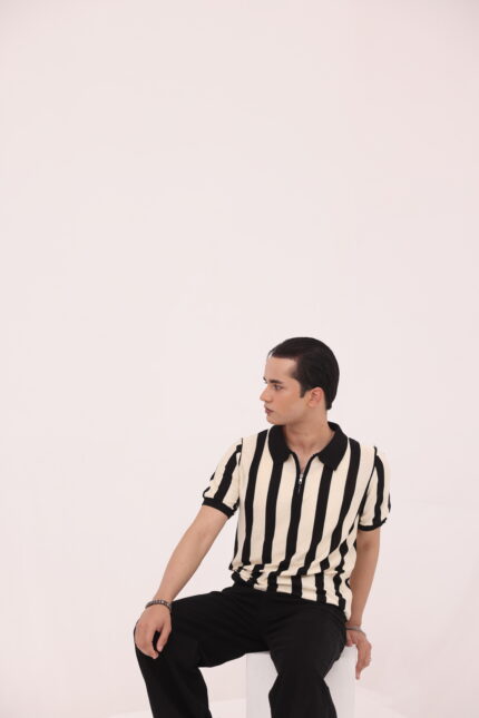 Monaco Stripe Zip Polo
