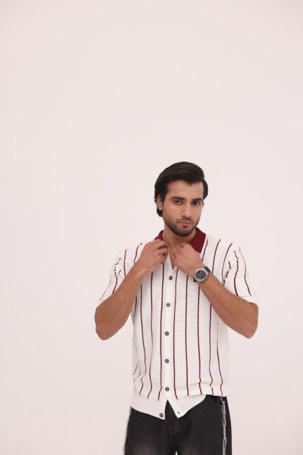 Crimson Line Button Knit Shirt