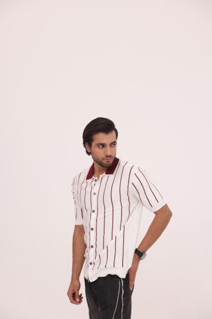Crimson Line Button Knit Shirt