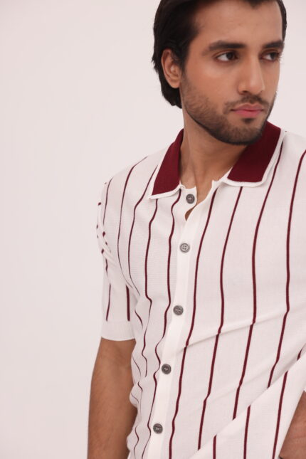 Crimson Line Button Knit Shirt