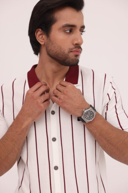 Crimson Line Button Knit Shirt