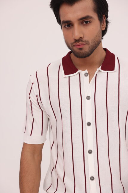 Crimson Line Button Knit Shirt