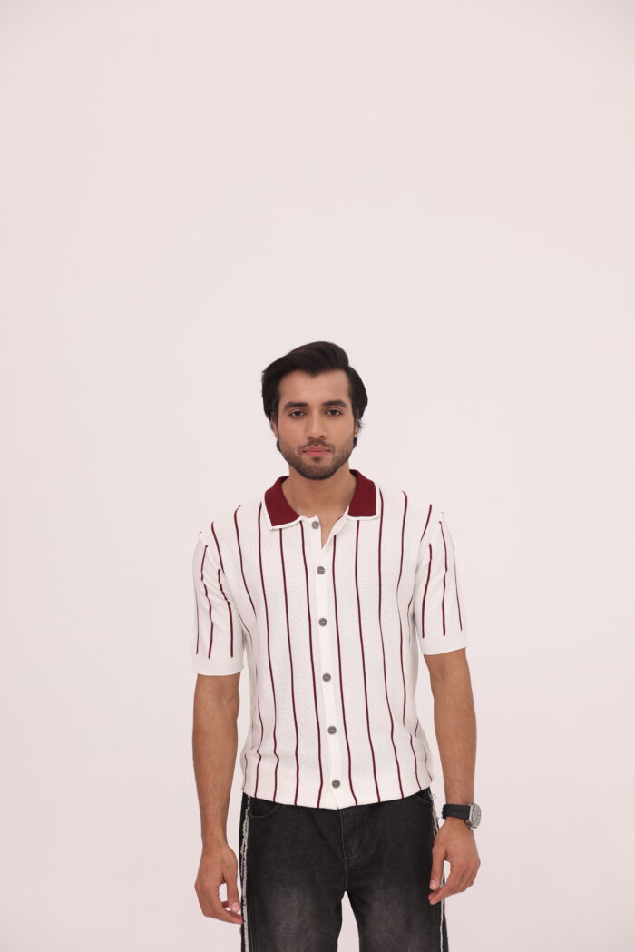 Crimson Line Button Knit Shirt