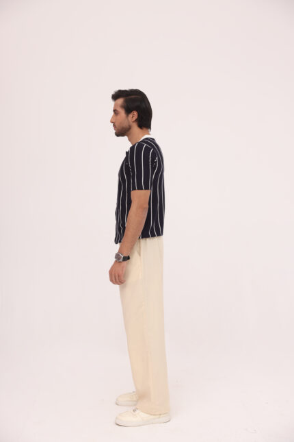Noir Pinstripe Knit Button Shirt