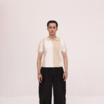 Beige White Panel Polo