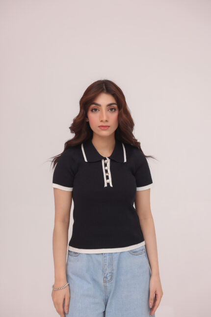 Luna Ribbed Knit Polo