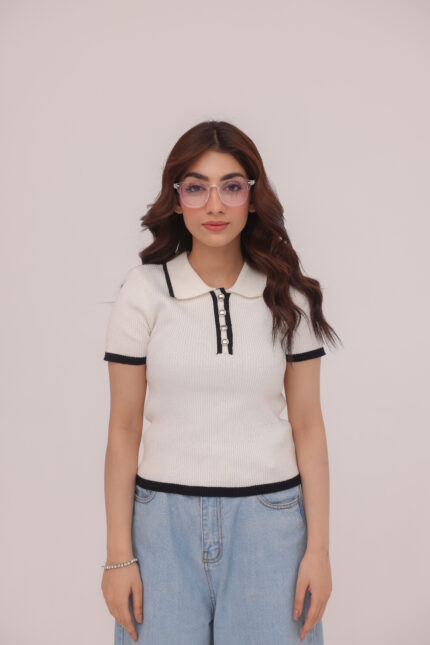 Luna Ribbed Knit Polo